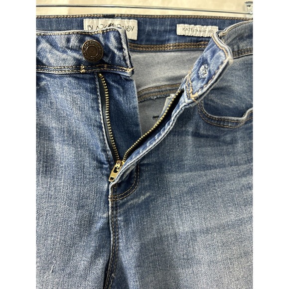 Black Daisy Kate Straight Leg Womens Size 7/28 Jeans Bright Indigo‎ Wash Raw Hem - Picture 3 of 11